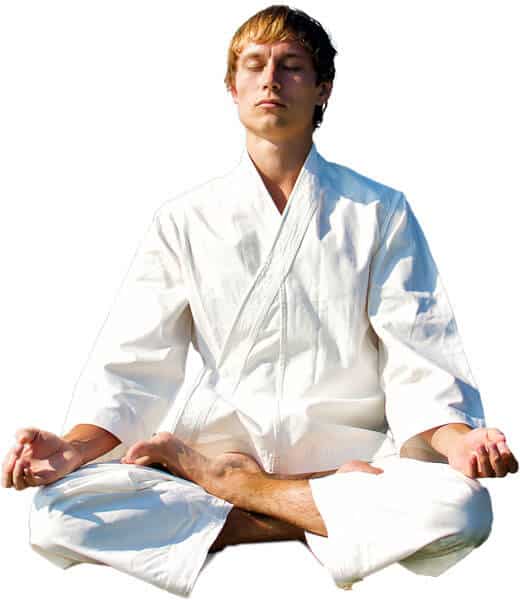 Martial Arts Lessons for Adults in Centreville VA - Young Man Thinking and Meditating in White
